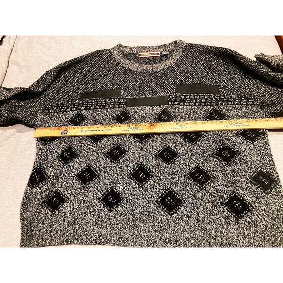 Sergio Valente Vintage Retro Y2K 90s Sweater Gray Black Leather 2XL - Picture 6 of 7